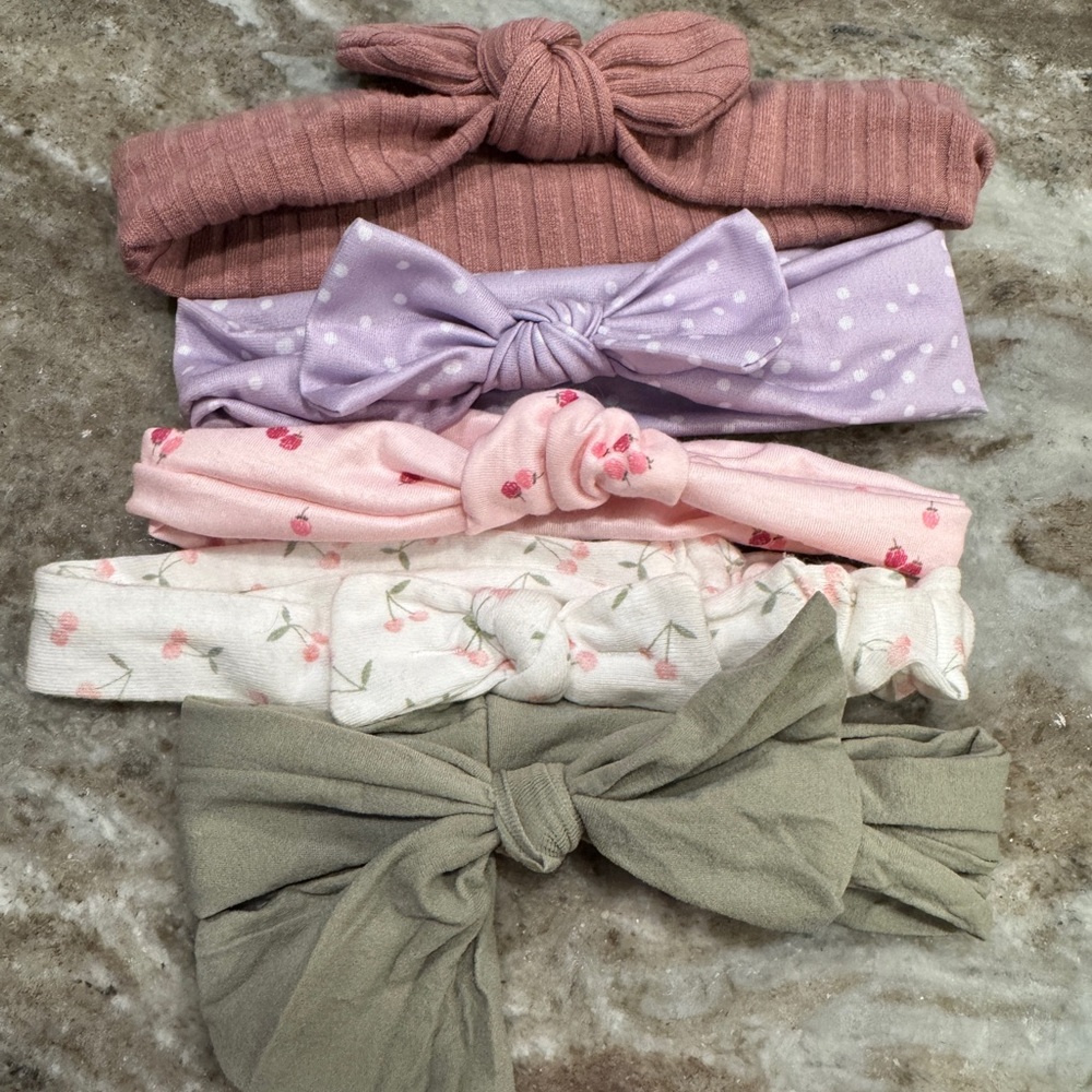 Set of 5 Knotted Headbands in Pastel Colors